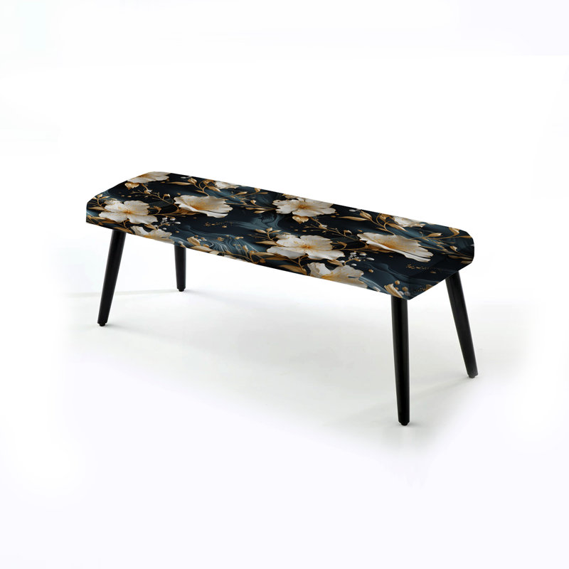 Marbre doré blanc floral Splendor - banc rembourré en marbre noir