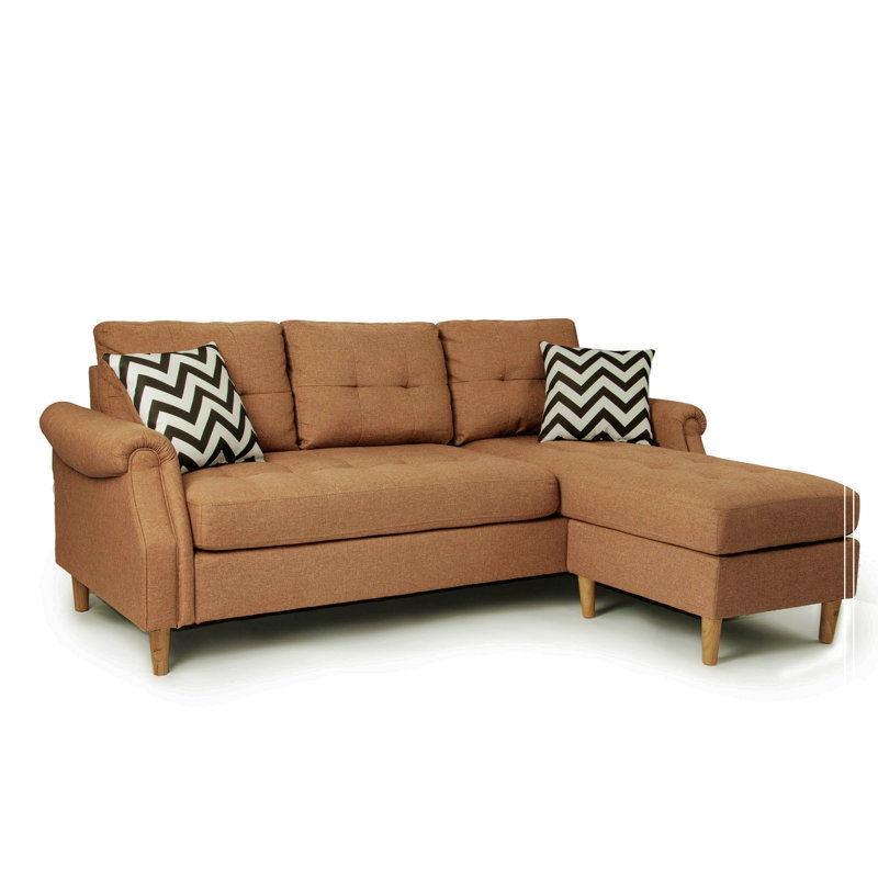 Keif Upholstered 87'' Sofa & Chaise, Light Coffee 100% Polyester