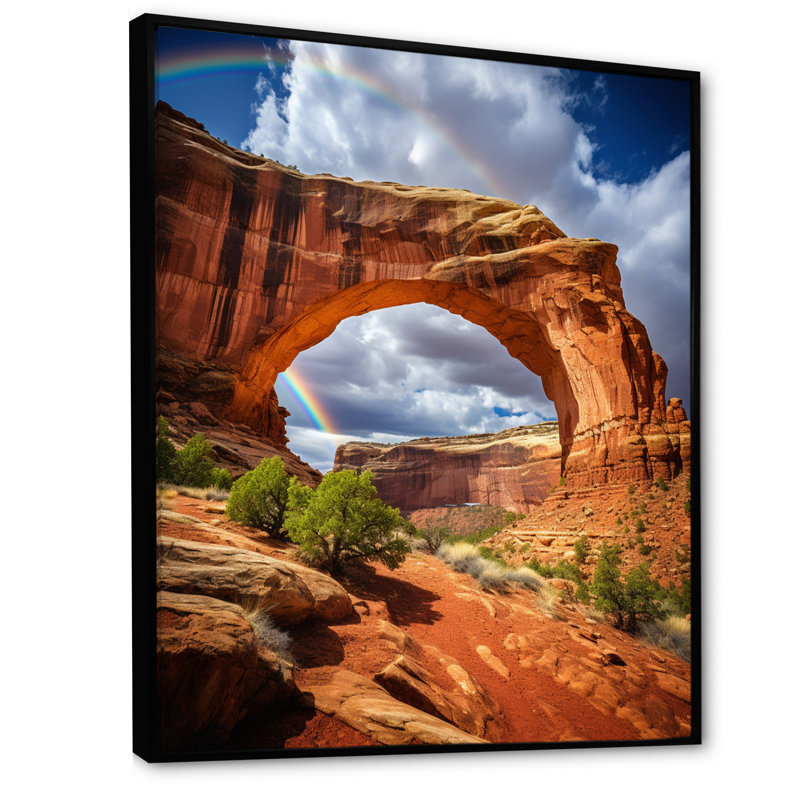 Beige canyon arc-en-ciel - imprimé, H 20 po x l 12 po x P 1 po, Cadre flottant noir