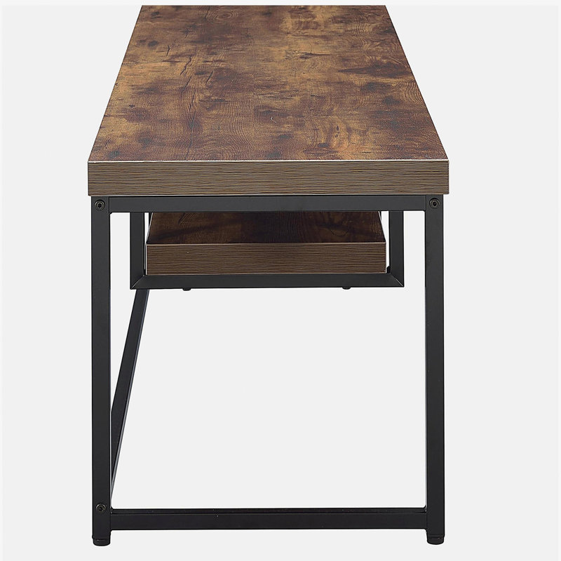 Weathered Oak and Black 1-Layer TV Cabinet