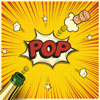 Champagne with Pop Word 1 Piece Wrapped Canvas Wall Art