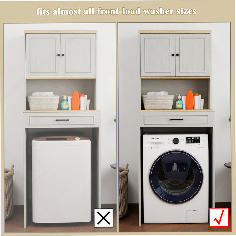 Armoire de rangement avec une tablette réglable et un faux tiroir pour la salle de lavage
