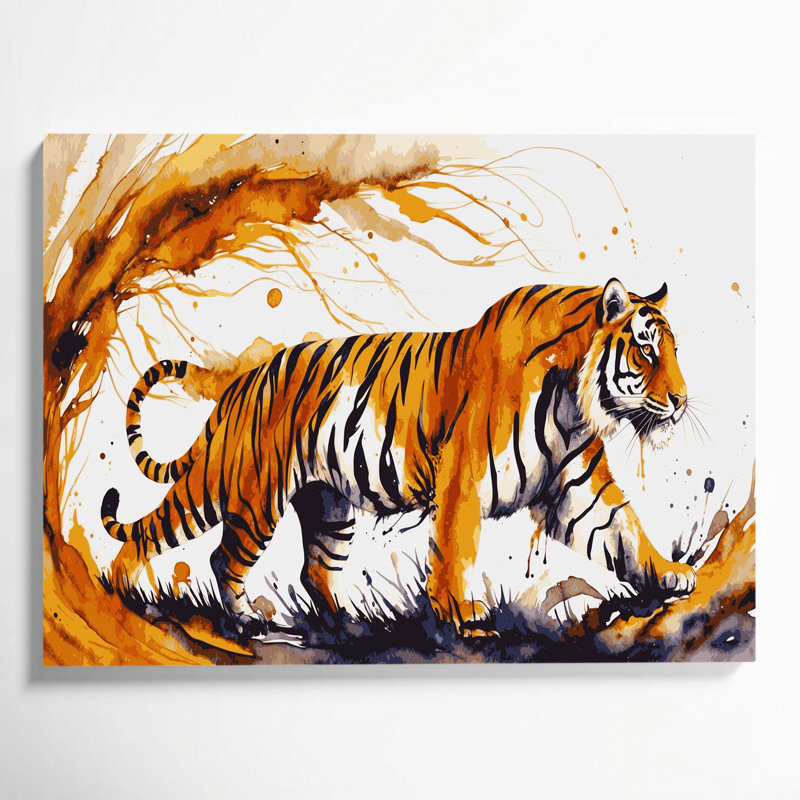 «Big Cats Golden Tiger», art mural sur toile beige, H 20 po x l 24 po