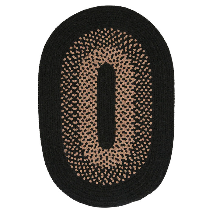 Tapis réversible en mélange de laine Lionel - noir, Ovale 12 pi x 15 pi