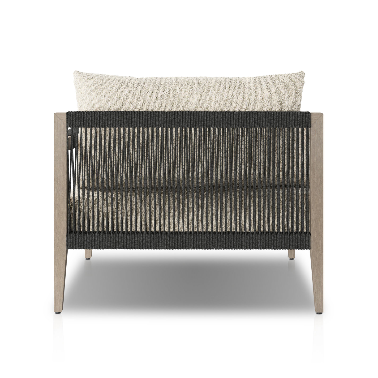 Nida 33'' Outdoor Aluminum Chaise Lounge, Weathered Gray/Dark Gray, Fiqa Cream Boucle