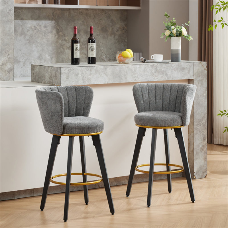 Ensemble de 2 tabourets de bar à hauteur de comptoir, tables non comprises, Gris
