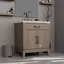 Meuble-lavabo simple en chêne gris 30 po X P 22 po D, dessus en marbre de Carrare et ensemble de robinet-1811809225-1811809224