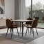 Ensemble de quatre chaises d'appoint en espresso et en faux suède noir et acier