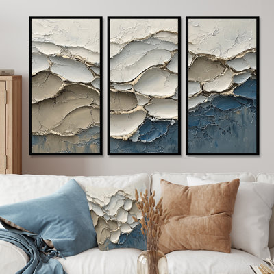 «Abstract Collages Coastal Waves Flow I», ensemble de 3 collages abstraits
