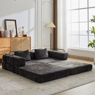 Compression Convertible Bed, 2 - Seat, Boneless, Chenille, No Assembly Required Boneless Design,