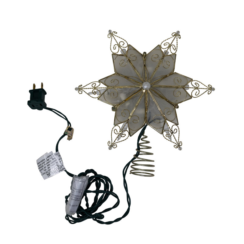Brass Finish 9.1-Inch Capiz Star Christmas Tree Topper