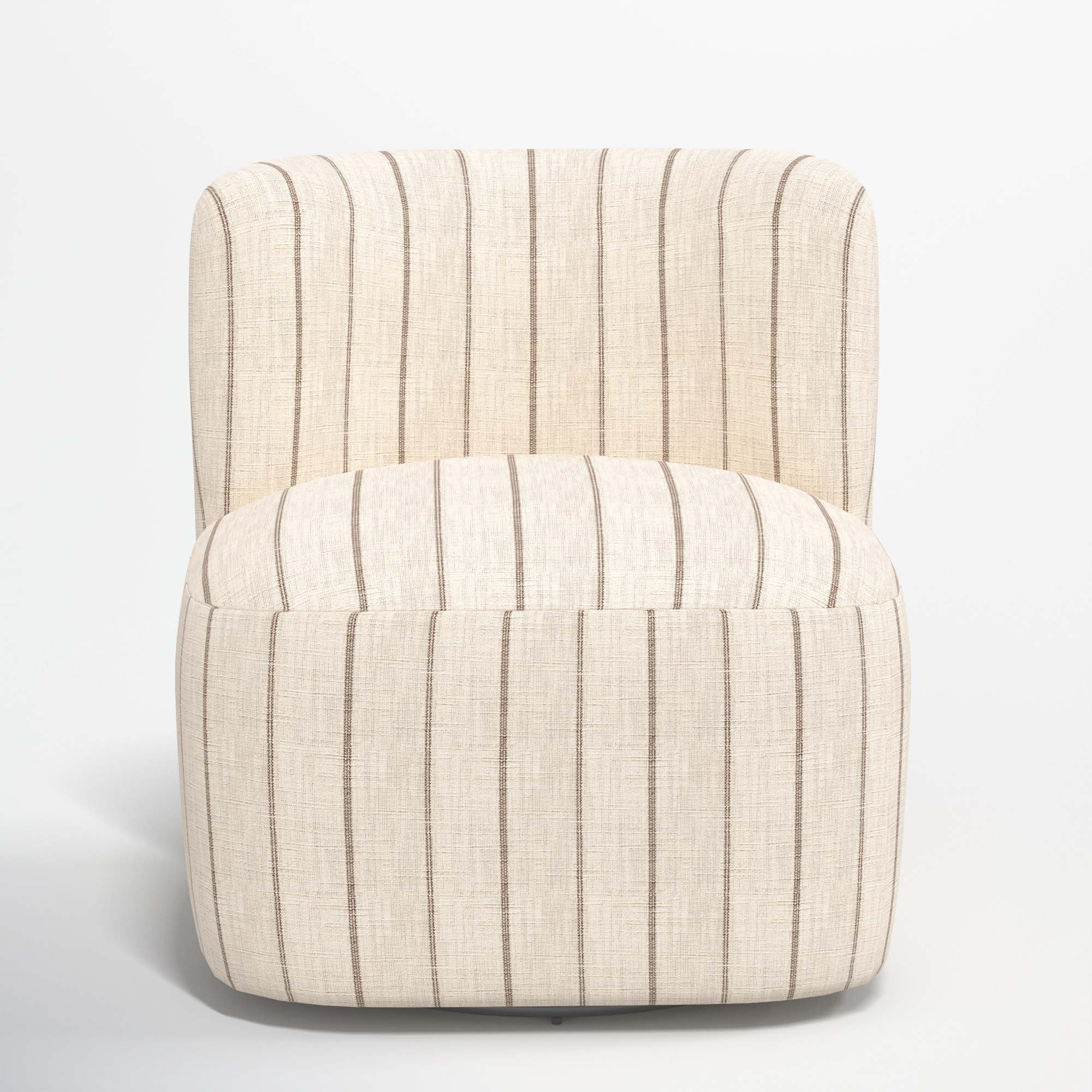 Mariza Upholstered Swivel Slipper Chair, Fritz Charcoal Stripe