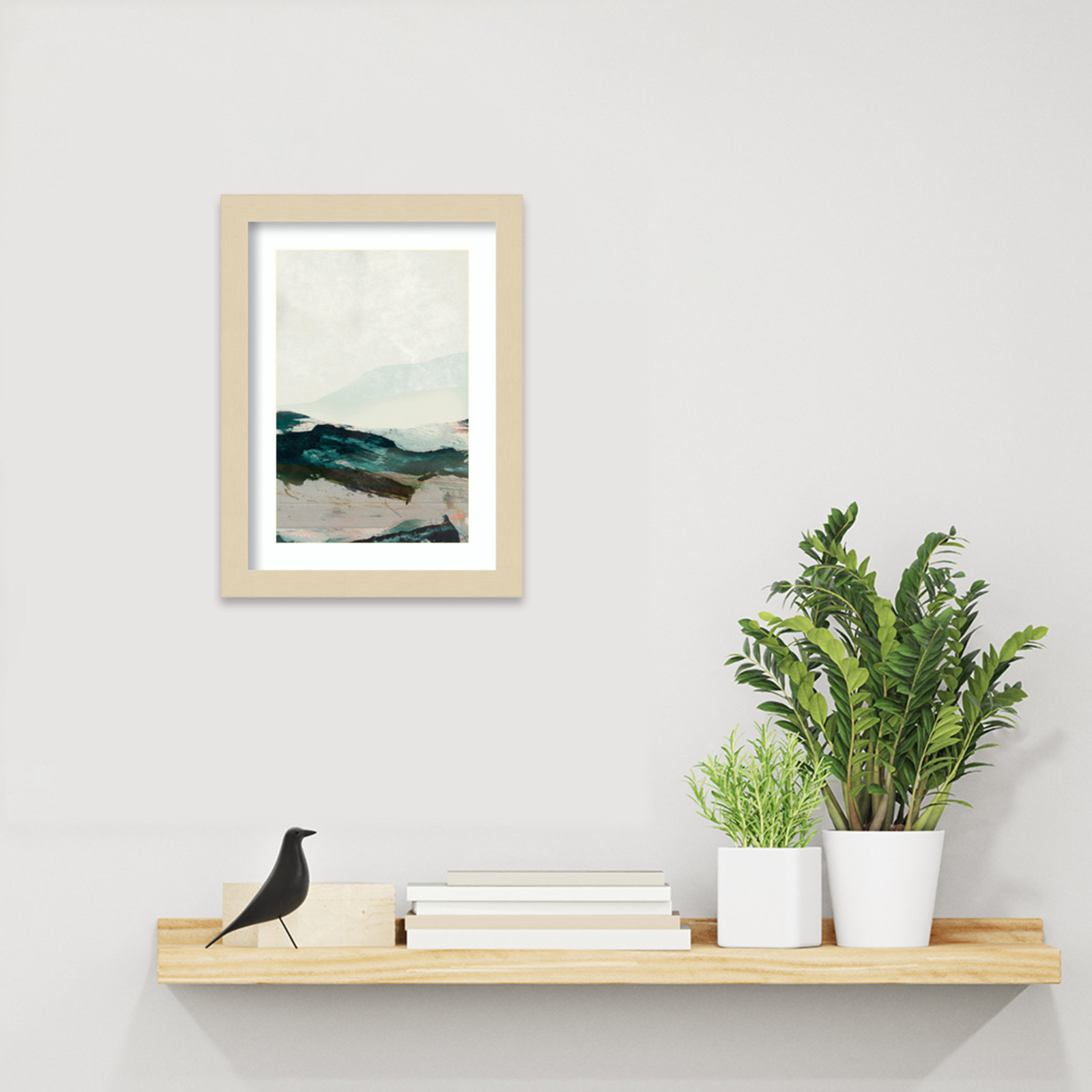 Cleve "Mountains No. 2" Print, Brown Framed, 13" H x 10" W
