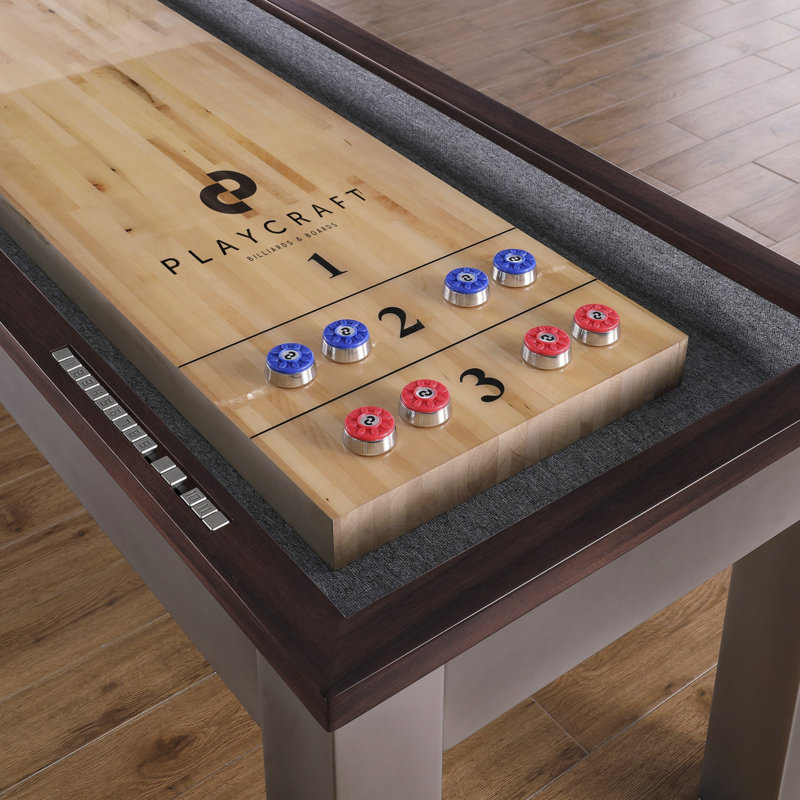 Playcraft Genoa 12’ Pro-Series Shuffleboard, Walnut on Silver, 14'