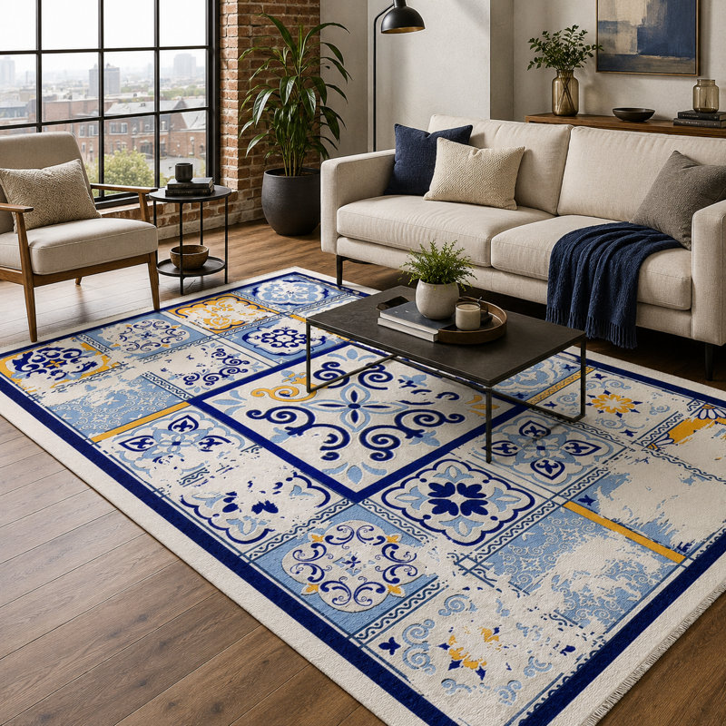 Trellis Cotton and Chenille Flatweave Area Rug, 60 x 100 cm