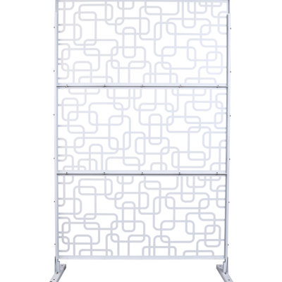 Metal Privacy Screen 76"x48", White - For Lawn, Garden, Outdoor Enhancement Freestanding Fence Deck, Patio, Garden