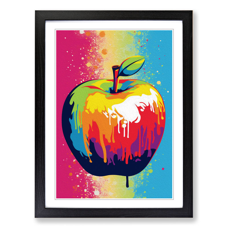 Apple Pop Art - Framed Print, 64cm H x 46cm W x 2cm D, Black Framed