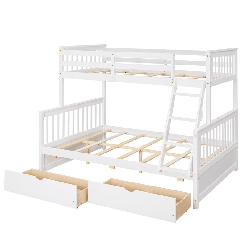 Lit superposé Willow avec toit, conception de maisonnette, structure en pin, Blanc