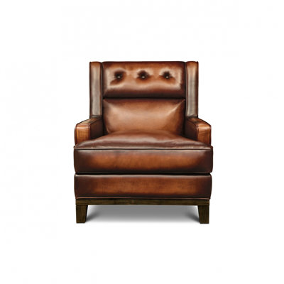 Fauteuil en cuir véritable capitonné 32 po de large Sevilla