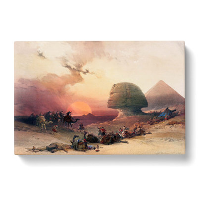 Sunset By The Great Sphinx Pyramids Of Giza by David Roberts - Wrapped Canvas Painting