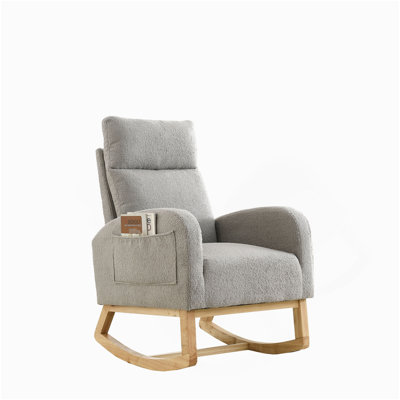 Chaise berçante moderne avec accoudoirs de salon à dossier haut l 27,6 po Welike, deux poches latérales