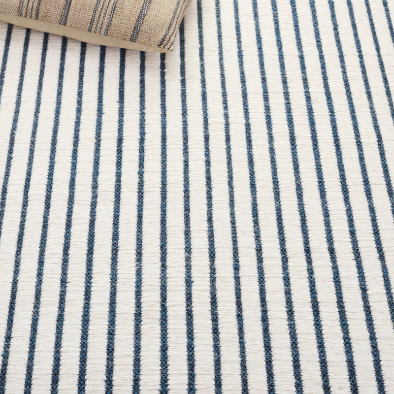 Vermont Hand Woven Wool;Cotton Striped Indoor Rug, Round 6'