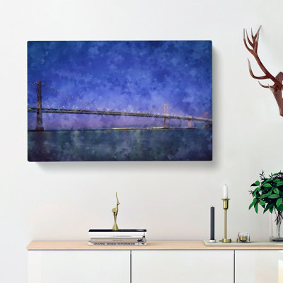 San Francisco Oakland Bay Bridge Painting - Wrapped Canvas Print