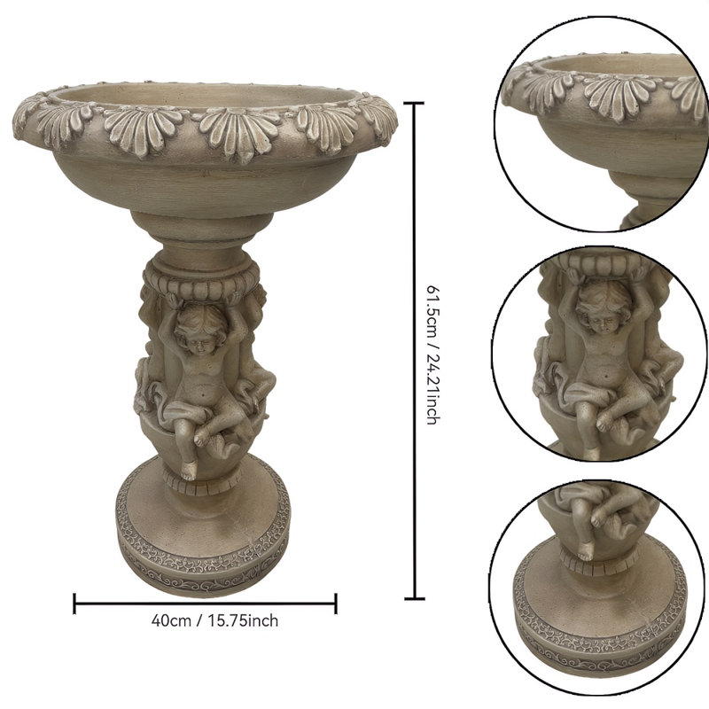 Bain d'oiseaux à un niveau en résine de 63,5 cm (25 po)