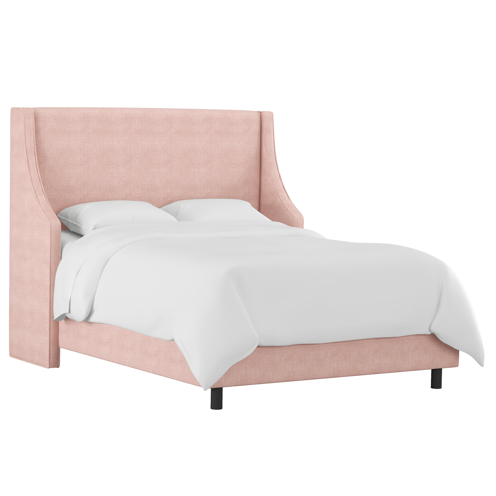 Bernadine Upholstered Wingback Bed, Zuma Rosequartz Textured Linen, Full/Double