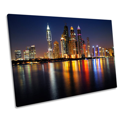Dubai Marina Night - Wrapped Canvas Print