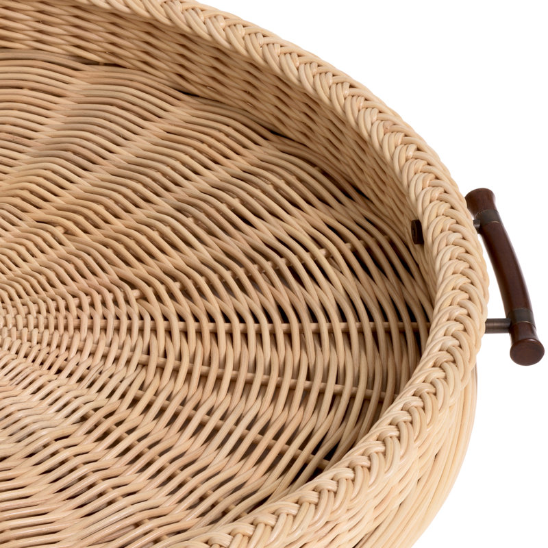 Tray Vimini L Natural Rattan, 3.54" H x 24.80" W x 24.80" D