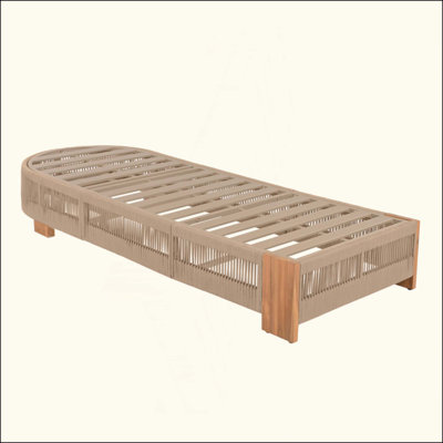 Chaise longue d'extérieur réglable en bois d'acacia - non rembourrée pour la cour arrière - corde de jardin et fer