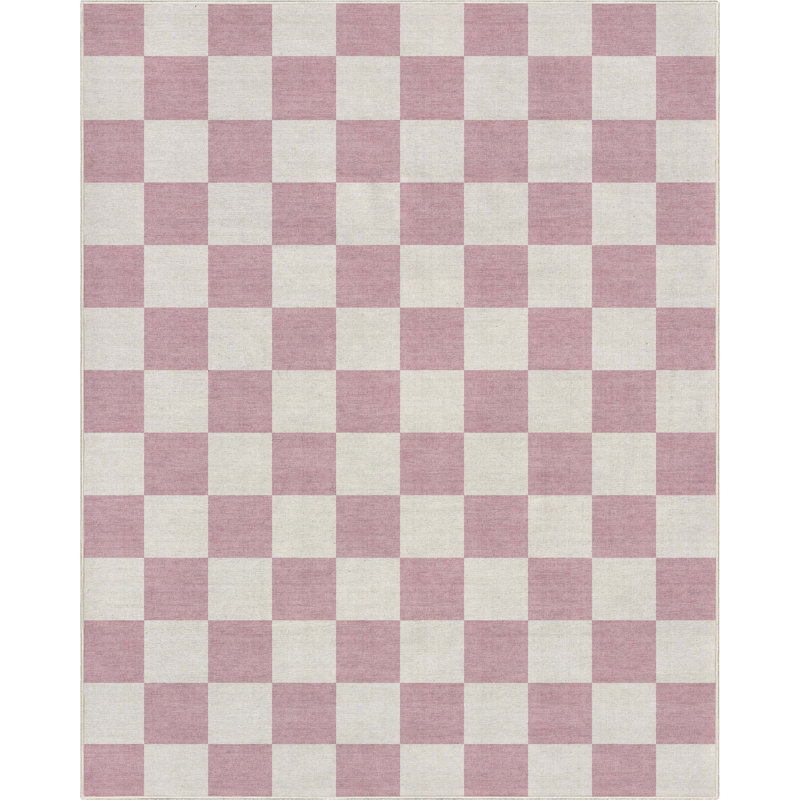 Kehr Geometric Machine Woven Polyester Area Rug in Pink, Rectangle 5' x 7'