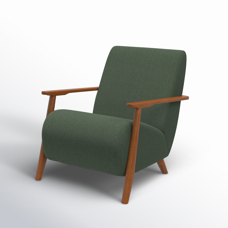 Upholstered Linen Blend Armchair, Green Linen