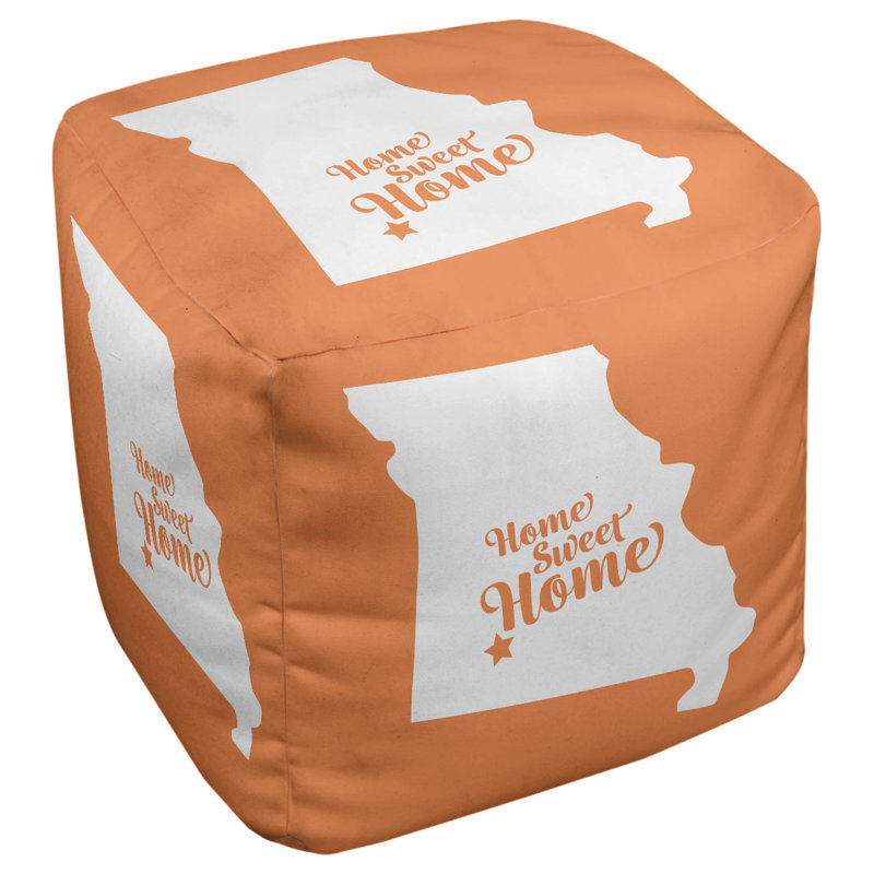 Upholstered Ottoman, Orange