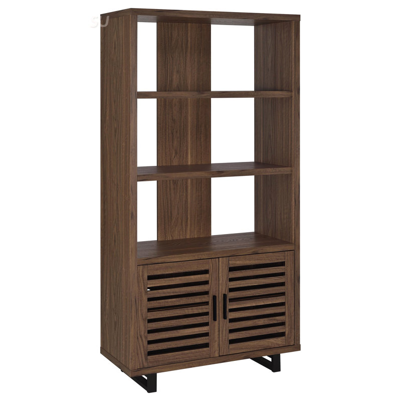Plasencia 71-Inch 3-Shelf Cabinet Bookcase Walnut