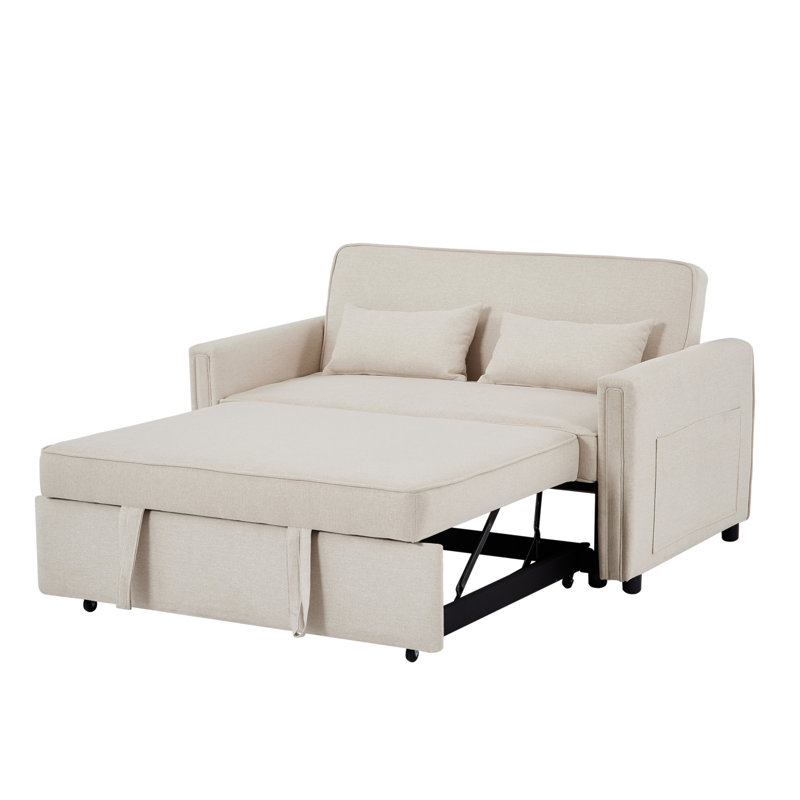 Modern Linen Convertible Loveseat Sleeper Sofa