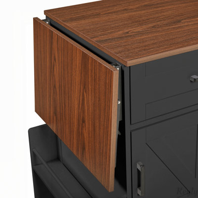Îlot de cuisine 39,3 po avec abattant, îlot de rangement pour la cuisine avec support latéral ouvert, un tiroir, porte-serviettes, chariot de cuisine roulant avec roues verrouillables pour jardin, noir