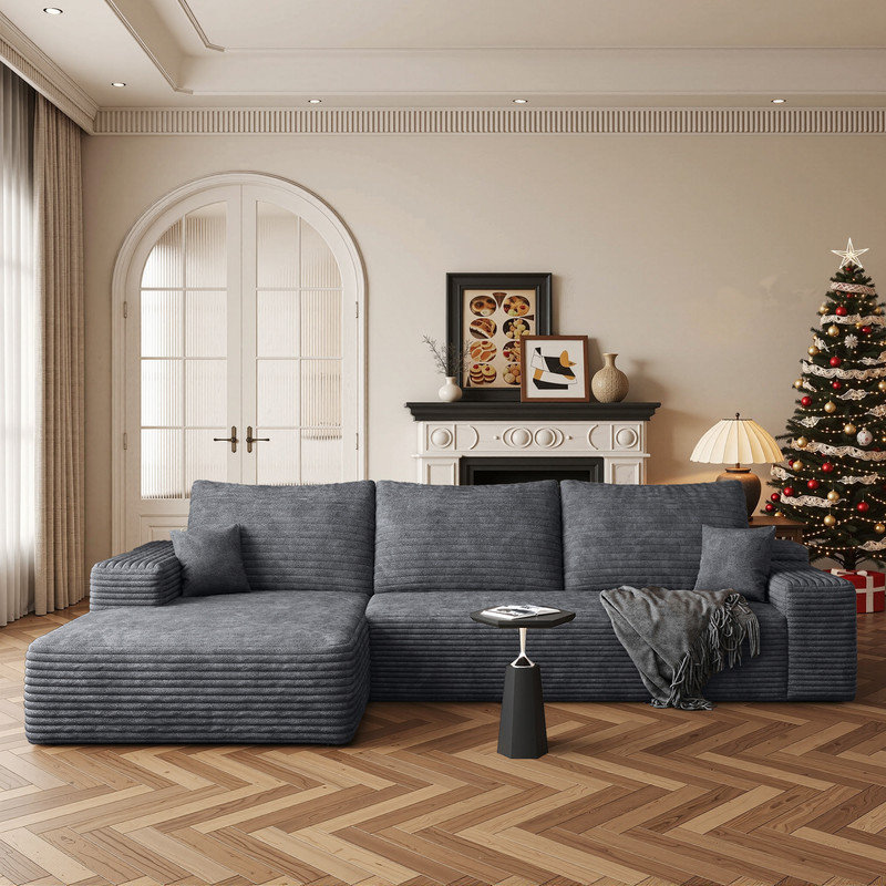 Canapé modulaire 108 po avec méridienne rembourrée 108 po, Camel, Oui