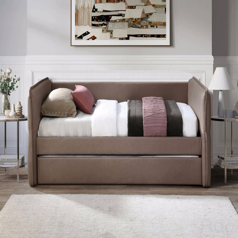 Daybed With A Trundle, Twin, Brown
