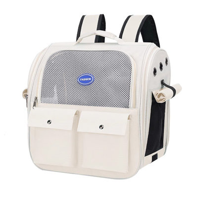 Large Capacity Breathable Pet Carrier Backpack with Front Mesh Window and Dual Storage Pockets for Cats and Small Dogs