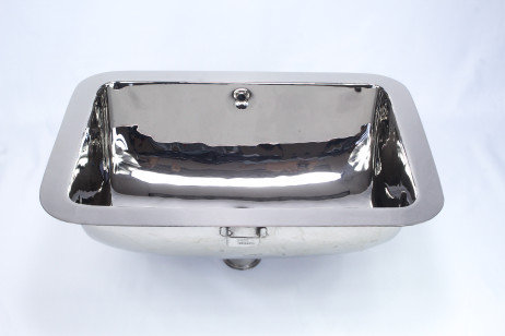 Metal Rectangular Undermount Bathroom Sink with Overflow, Satin Brass