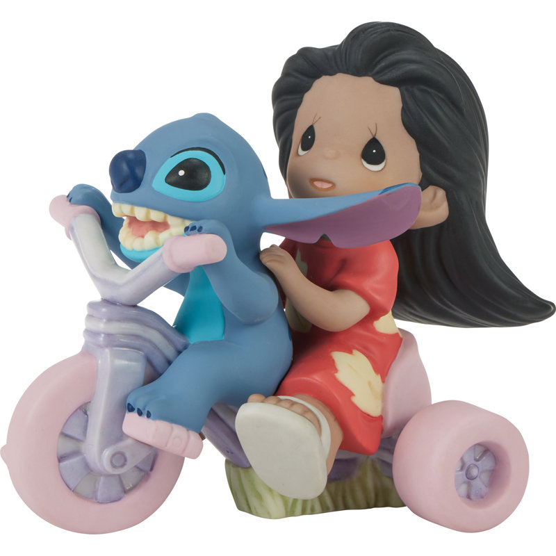 Figurine Precious Moments Disney Lilo et Stitch chevauchant un tricycle 4,54 pouces
