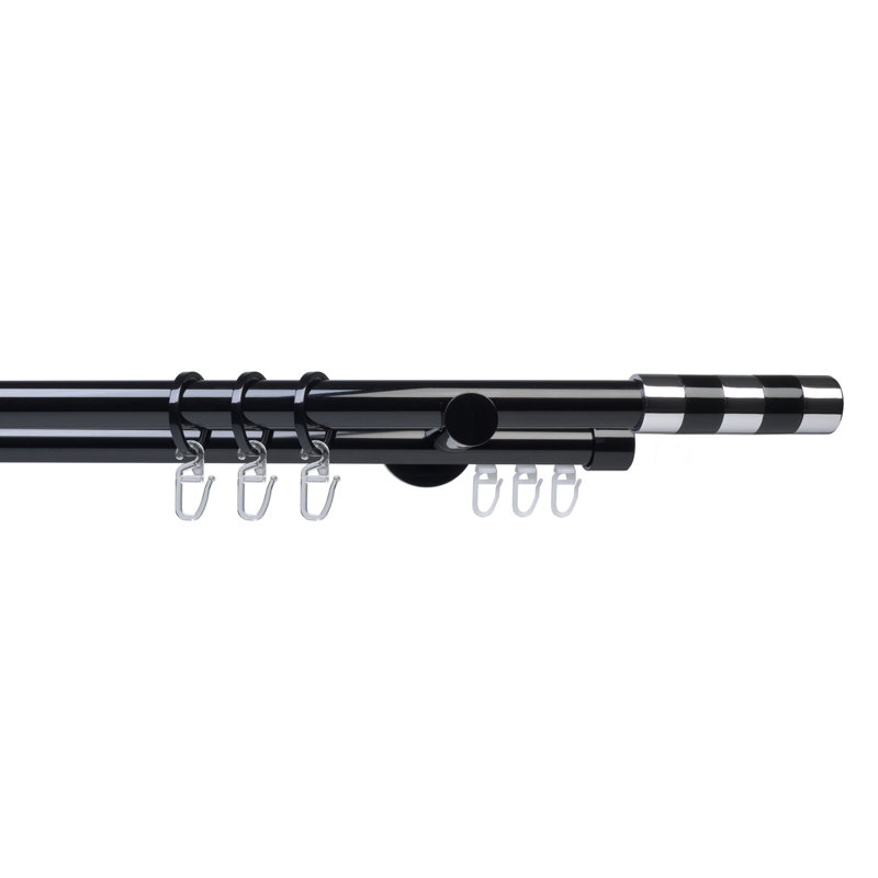 Vazquez Curtain Pole Set, Black, 3cm H x 160cm W x 12cm D