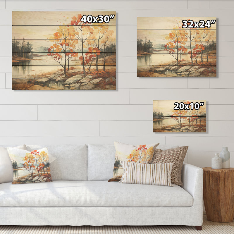 Doré doré d'un chêne I - Art de chêne sur bois de pin naturel, H 10 po x l 20 po