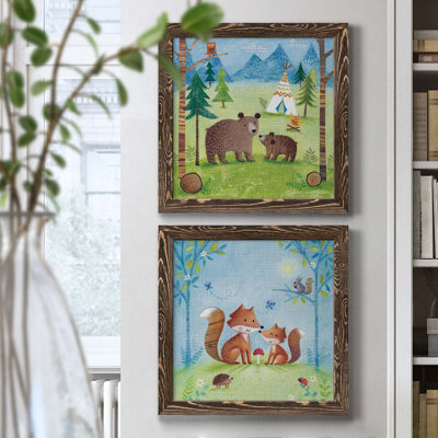 " Woodland Family Bears " 2 - Pieces Painting Print