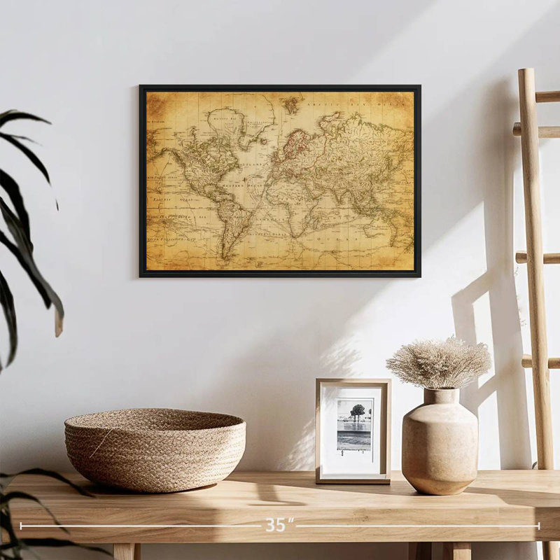 Carte du monde antique Aliaz, H 13 po x l 19 po