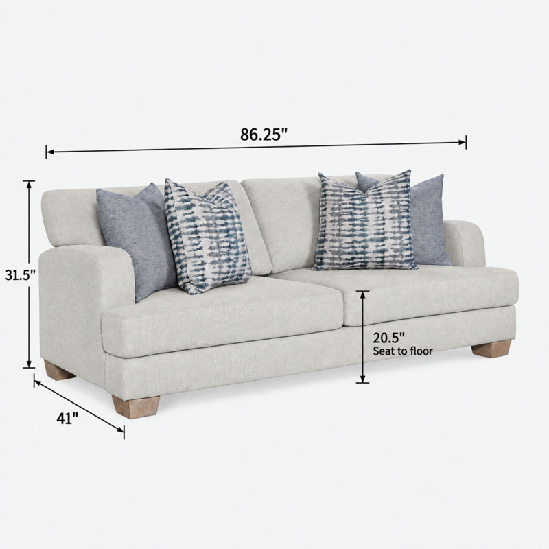 Marielle 88" Upholstered Sofa, Birch