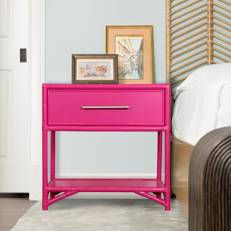 Olivia Collection 1 - Drawer Rattan Nightstand, Cocoa