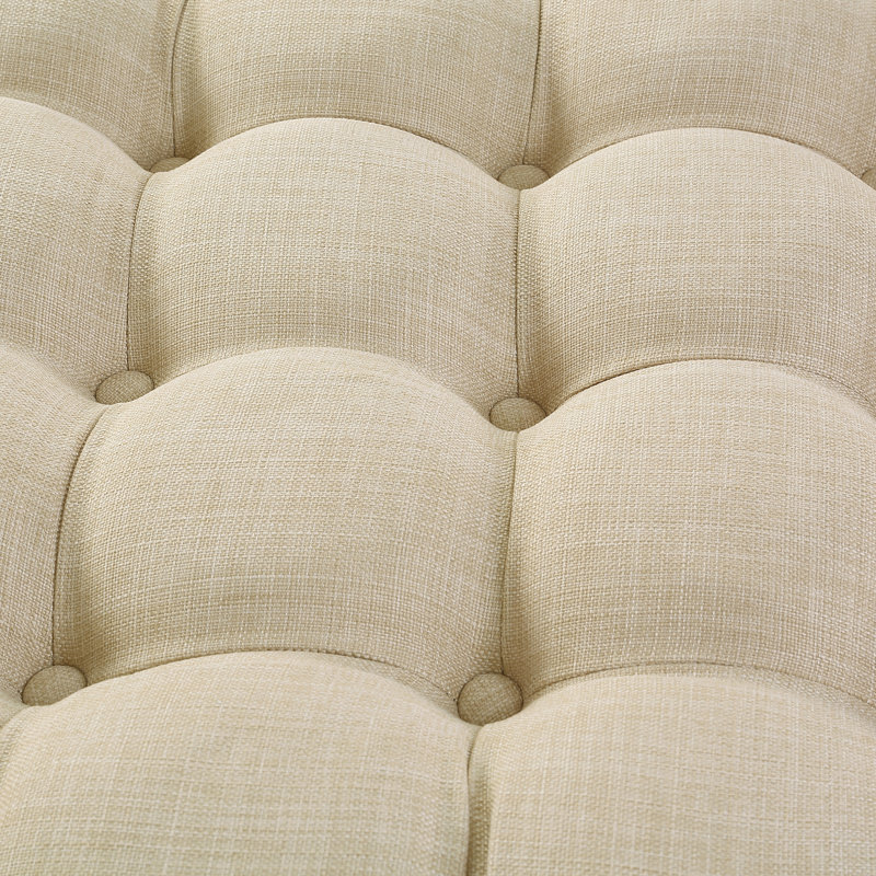 Repose-pieds rembourré Thelma, Beige, Lin